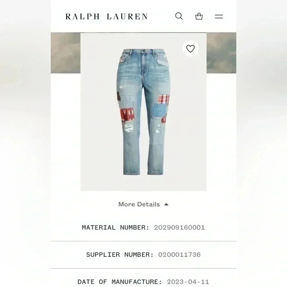 NWT $195 Lauren Ralph Lauren Women Plus Size Patchwork Relaxed Tapered Jeans 20W - Picture 6 of 10
